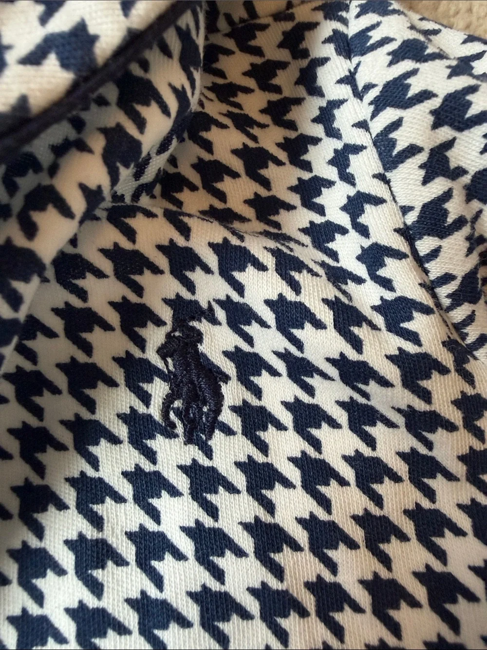 Ralph Lauren Navy and White Houndstooth Baby One-Piece
